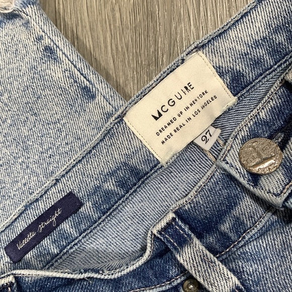 McGuire “Valletta Straight” Light Wash Fringed Hem Straight Crop Jeans size 27 - Picture 9 of 13